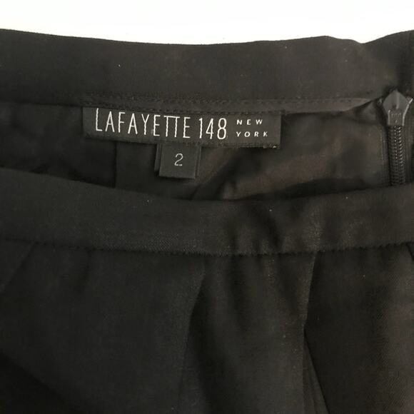 Lafayette 148 New York Pleated Black A-Line Wool Skirt 2 EUC - Picture 2 of 8